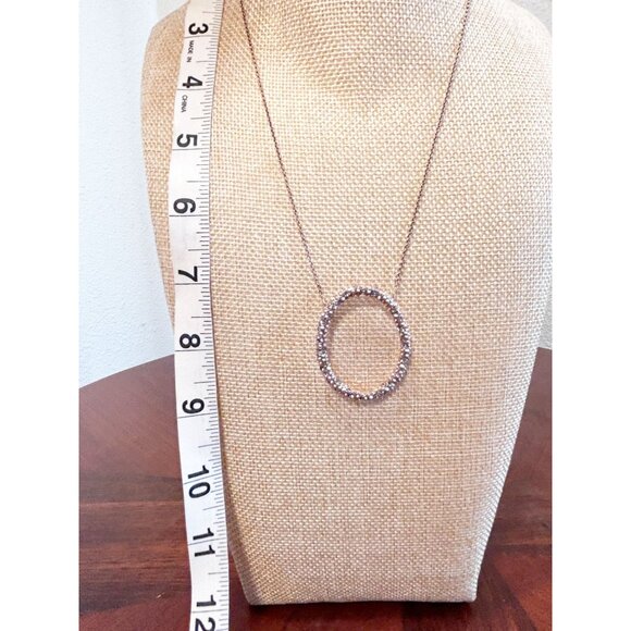 Vintage Alexis Bittar Rose Gold Crystal Encrusted Oval Pendant Necklace - Picture 5 of 5